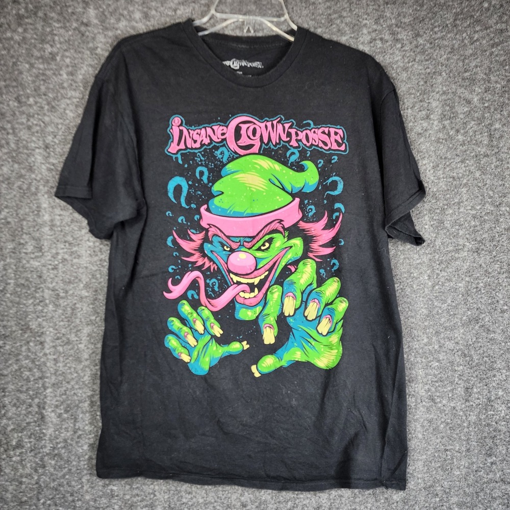 Insane Clown Posse T-Shirt Mens L Black Neon Evil Clown Graphic Tee‎ ICP